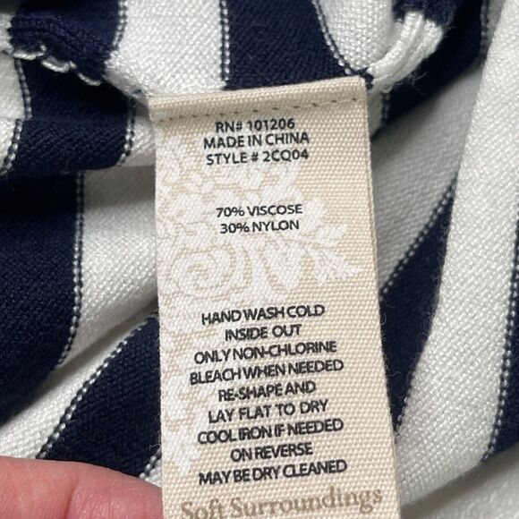 Soft Surroundings Sweater Tunic Womens XL Navy Stripe Knit Back Zip Margulies - Picture 8 of 10